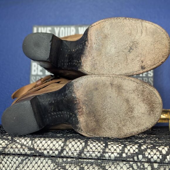 Freebird Blaze Nubuck Leather Ankle Boots Women’s 9 Zip Booties Distressed - Picture 12 of 13